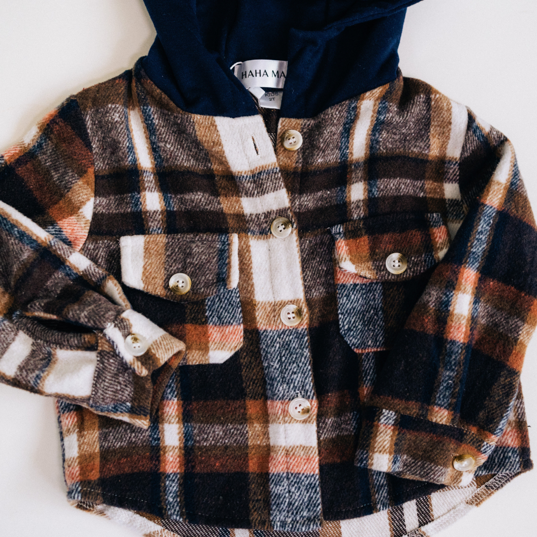 Navy Copper Plaid Flannel
