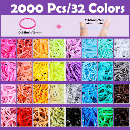32 Colors Small Hair Rubber Bands With 16 Hair Styling Tools, 2000 Pcs Elastic Girl Baby Hair Ties Mini Hair Bands With Hair Elastic Cutter Hair Accessories Xmas Stuff For Girls Baby Toddlers Kids
