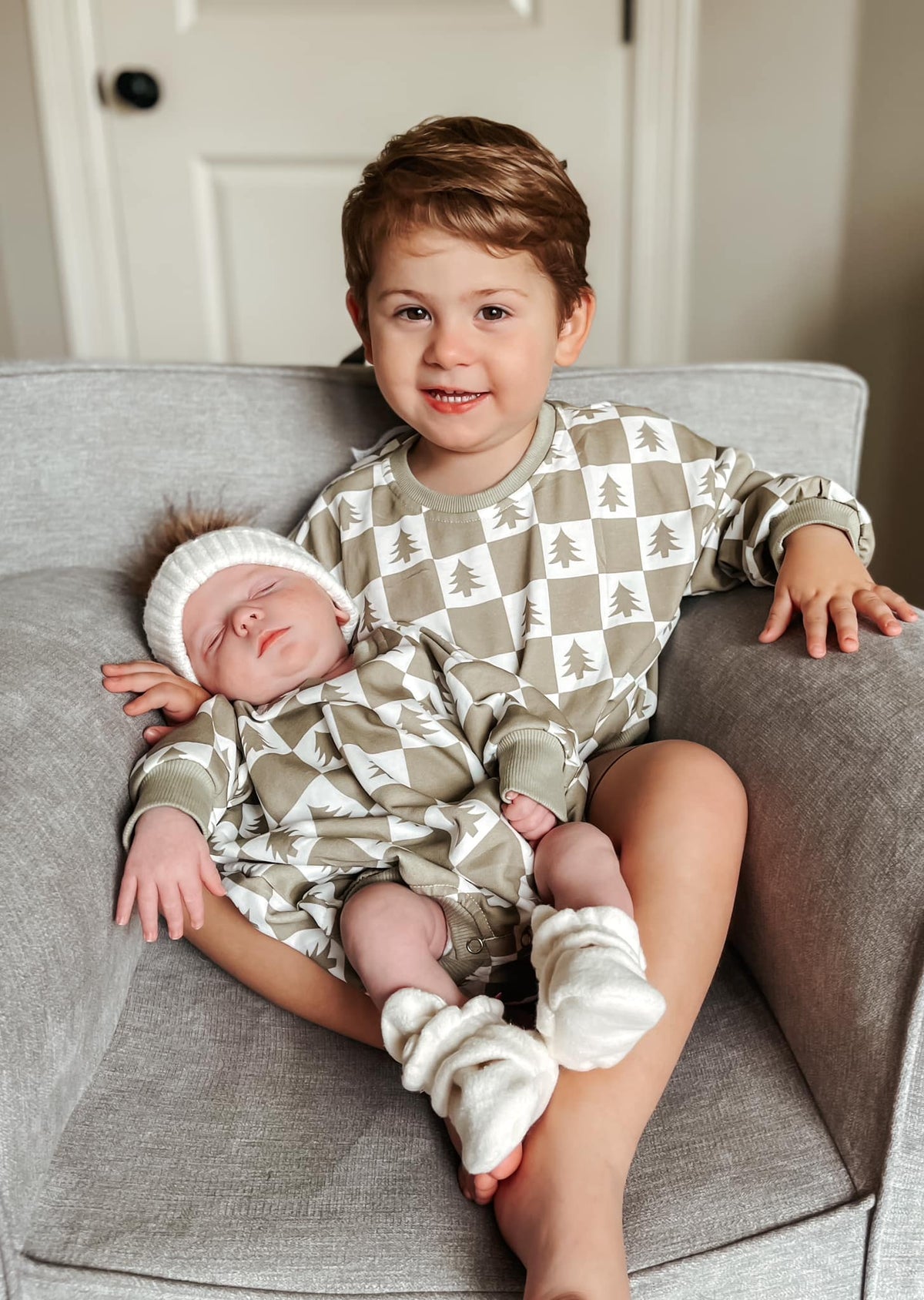 Checkered Christmas Tree Sweatshirt Romper