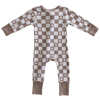 Tan Sun Checkered Bamboo PJ's