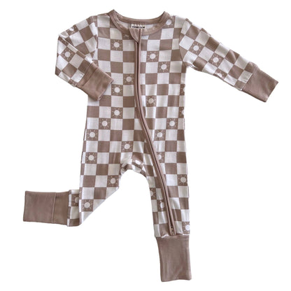 Tan Sun Checkered Bamboo PJ's