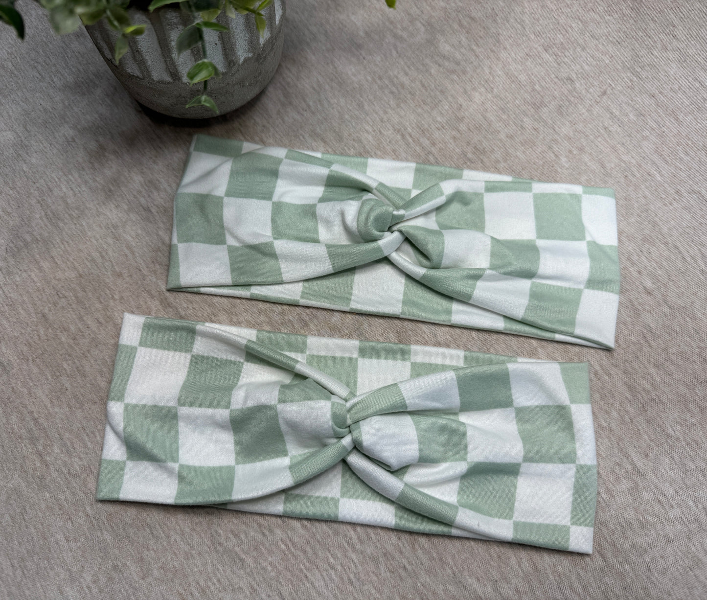 Green Checker Headband