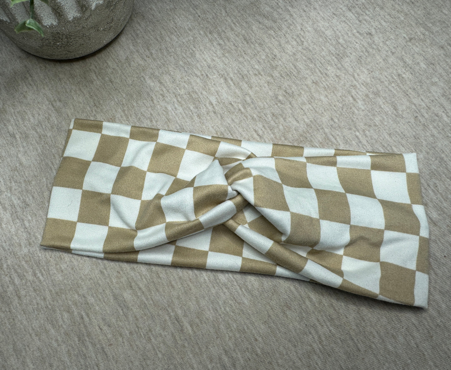 Tan Checker Headband