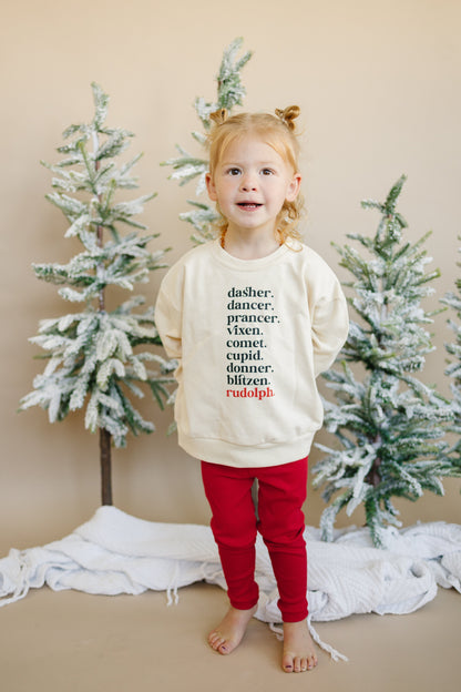 Reindeer Names Crewneck Sweatshirt