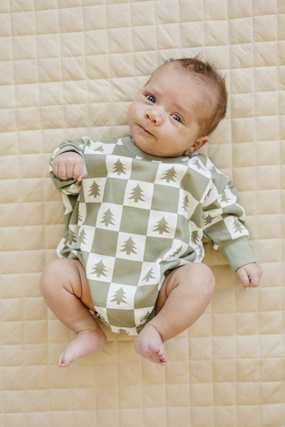 Checkered Christmas Tree Sweatshirt Romper
