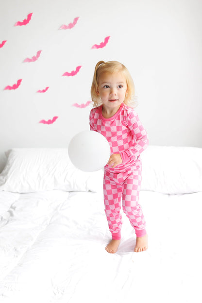 Pink Checkered 2 piece Bamboo PJ's