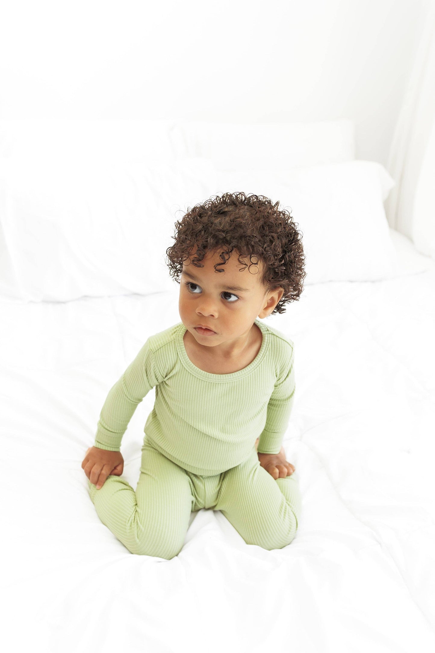 Pistachio Ribbed 2 piece Bamboo PJ's