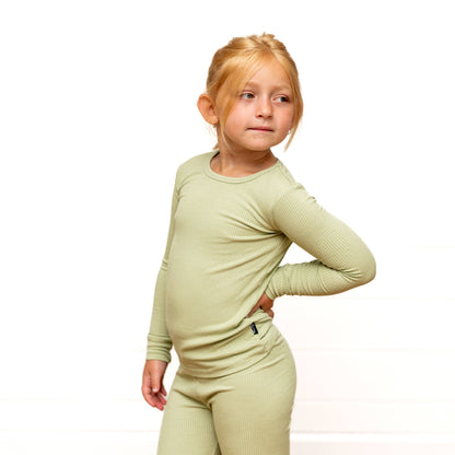 Pistachio Ribbed 2 piece Bamboo PJ's