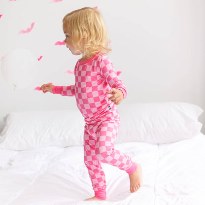 Pink Checkered 2 piece Bamboo PJ's