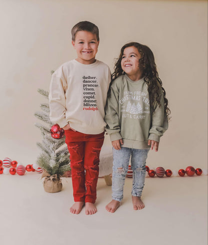 Reindeer Names Crewneck Sweatshirt