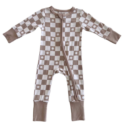 Tan Sun Checkered Bamboo PJ's